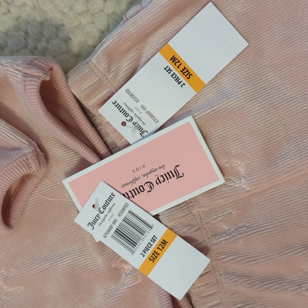 NWT Pink Juicy Couture Baby Girl Logo Velour 2-Piece Jogger Set, 12 Months - Picture 6 of 15